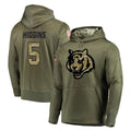 STECN C.Bengals #5 Tee Higgins Player Olive Salute to Service Pullover Hoodies Home Game Stitched Jerseys