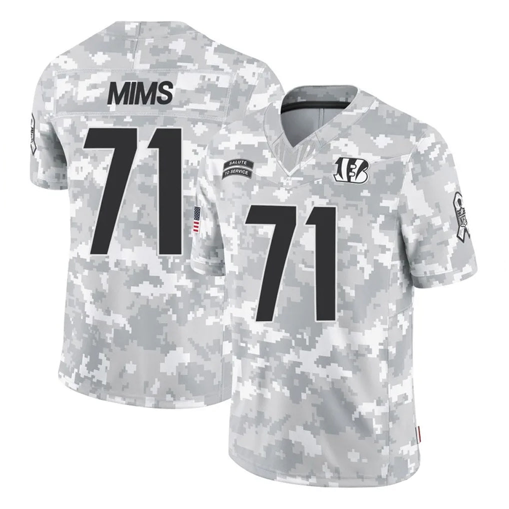 STECN C.Bengals #71 Amarius Mims Player Arctic Camo Salute to Service Limited Stitched Jerseys