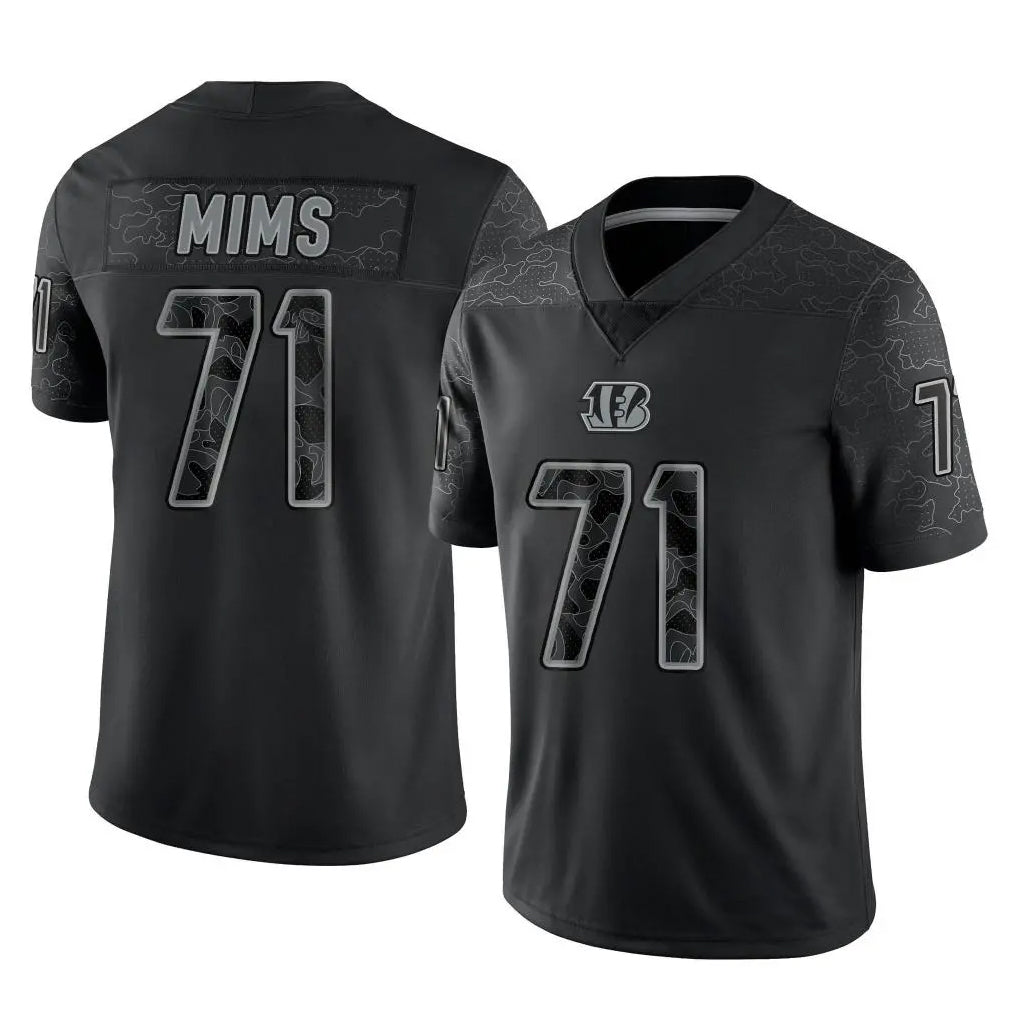 STECN C.Bengals #71 Amarius Mims Player Black Reflective Limited Game Stitched Jerseys