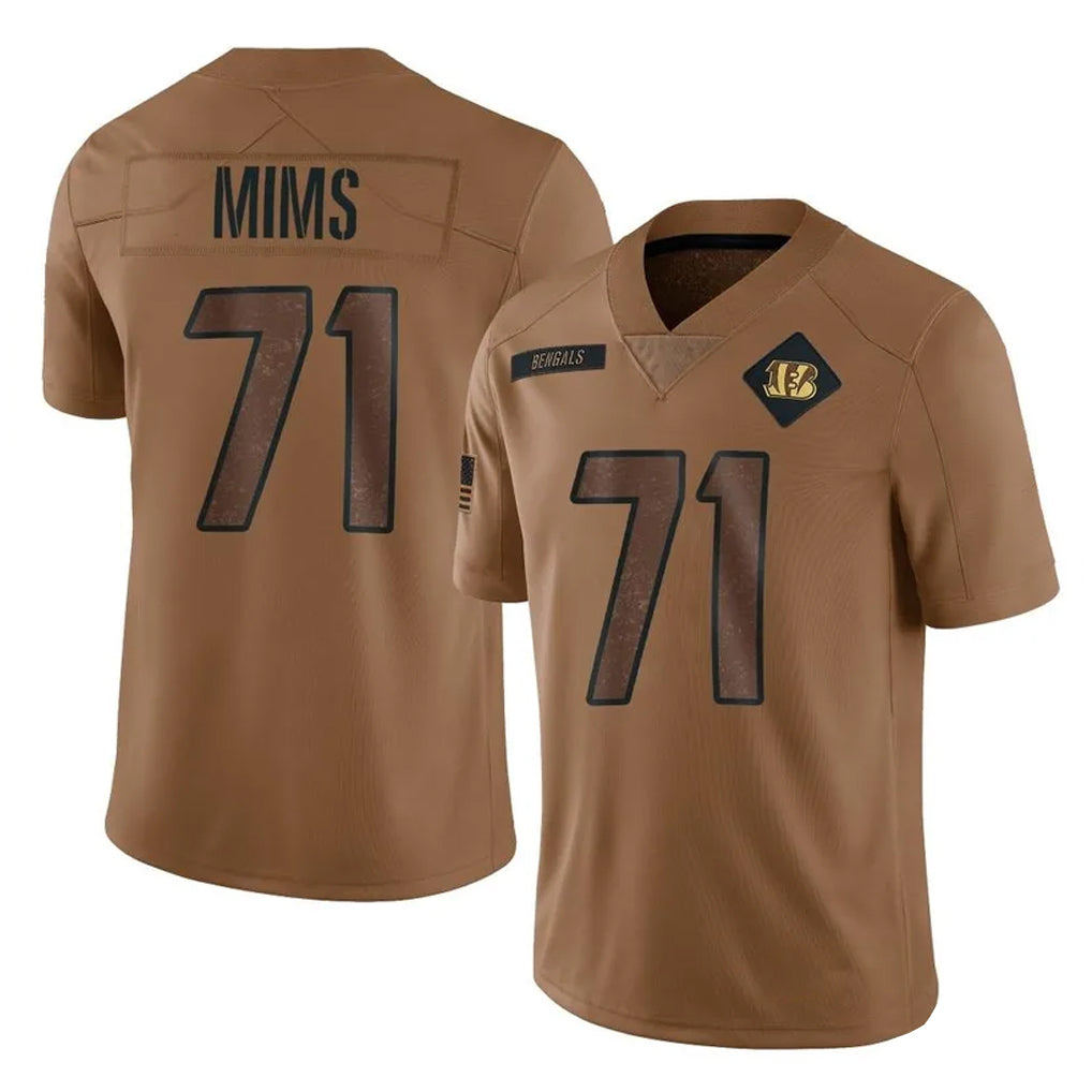 STECN C.Bengals #71 Amarius Mims Player Brown Salute to Service Limited Stitched Jerseys
