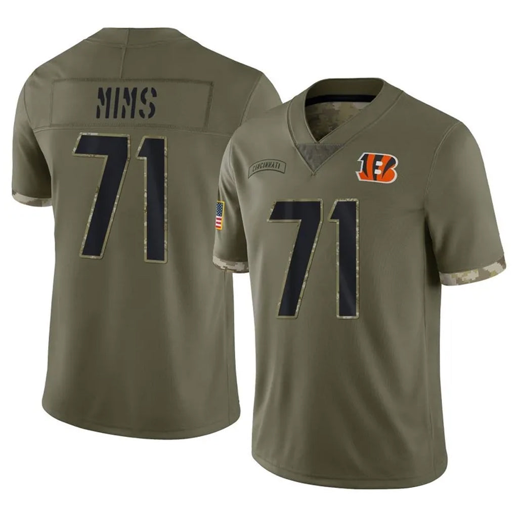 STECN C.Bengals #71 Amarius Mims Player Olive Salute to Service Limited Game Stitched Jerseys