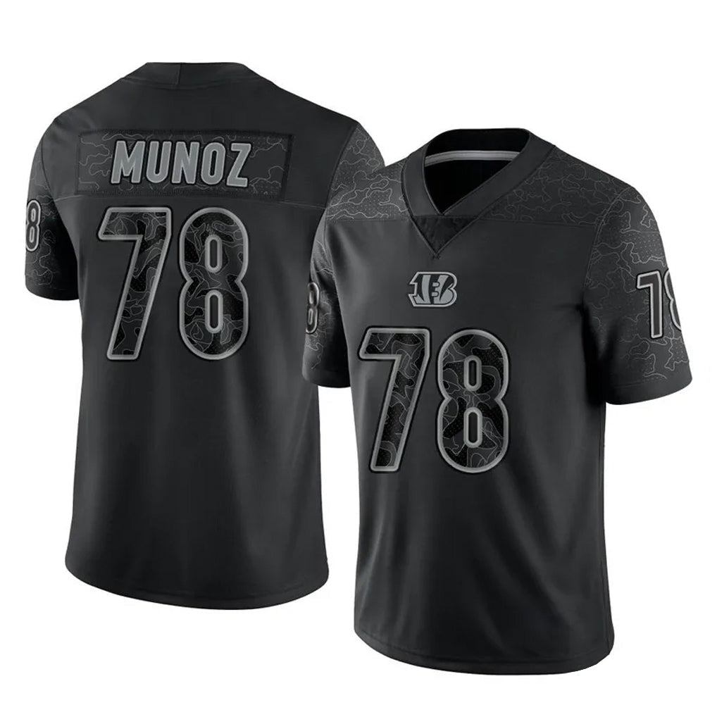 STECN C.Bengals #78 Anthony Munoz Player Black Reflective Limited Game Stitched Jerseys