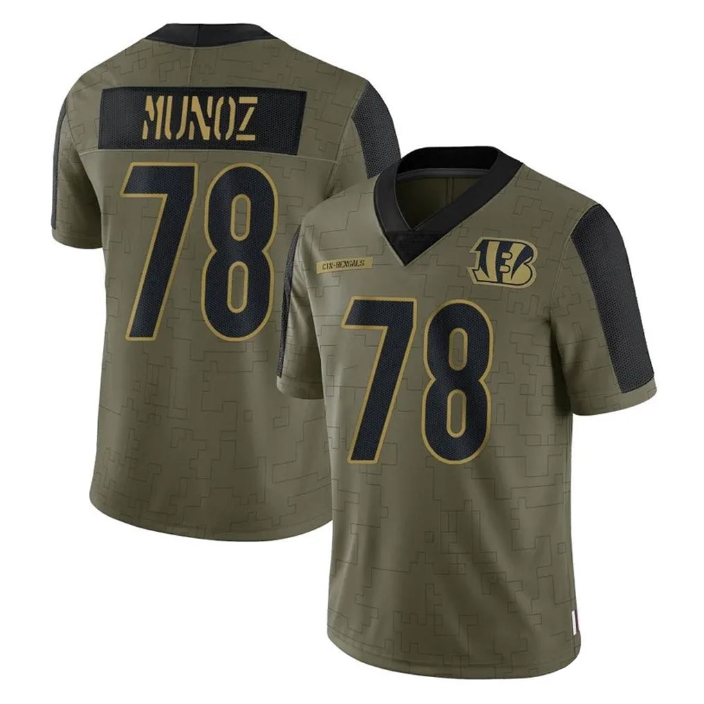 STECN C.Bengals #78 Anthony Munoz Player Olive Salute to Service Game Stitched Jerseys
