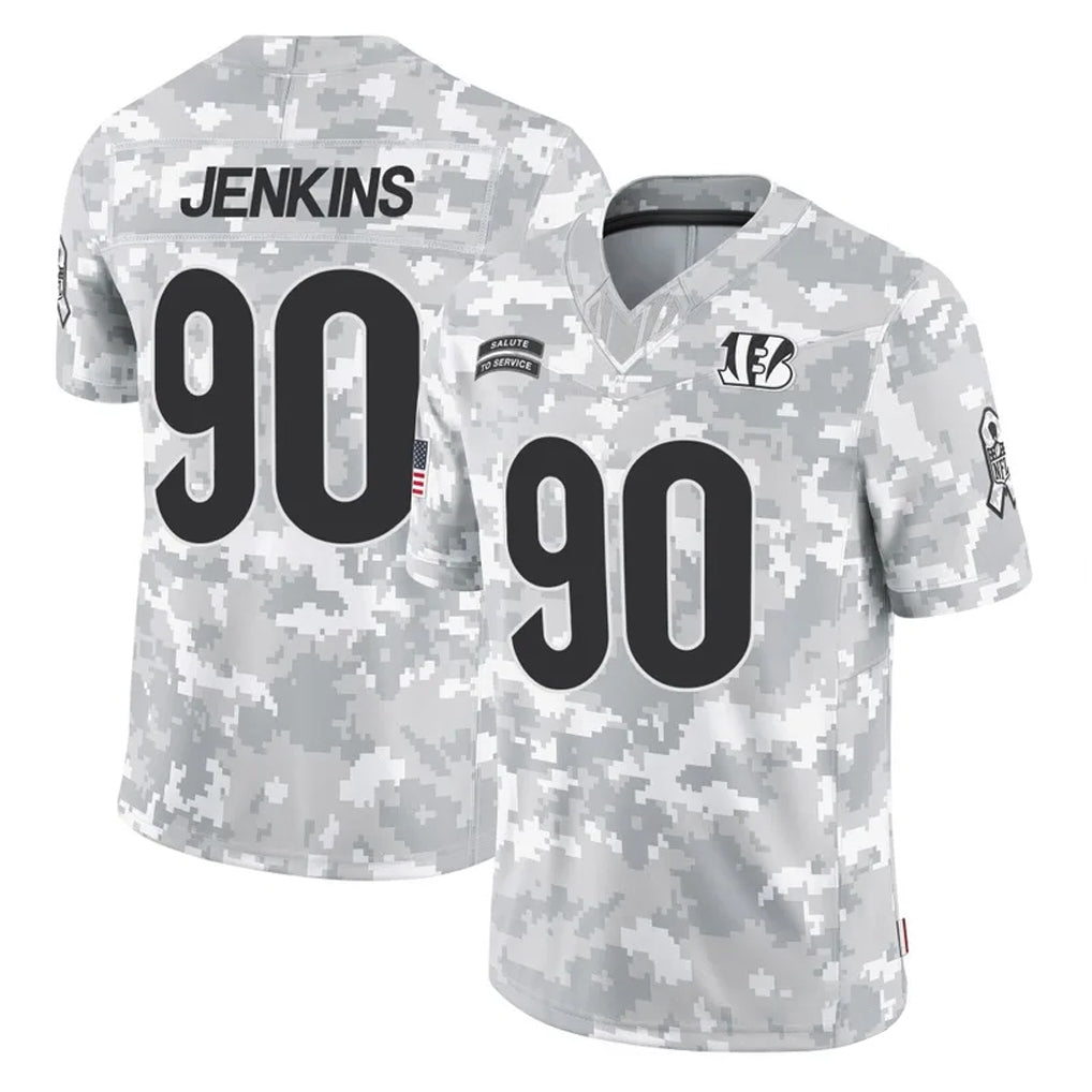 STECN C.Bengals #90 Kris Jenkins Jr Player Arctic Camo Salute to Service Limited Stitched Jerseys