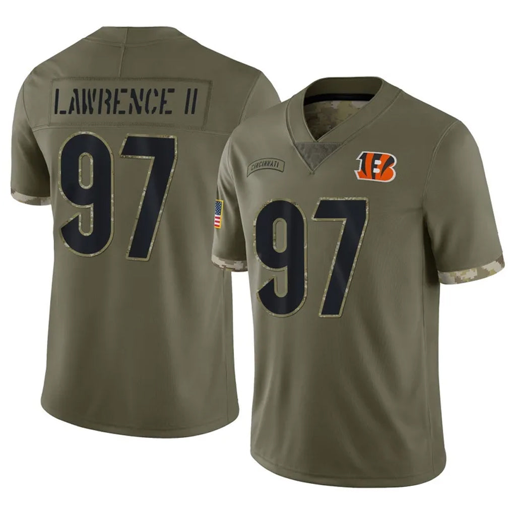 STECN C.Bengals #97 Dexter Lawrence II Player Olive Salute to Service Limited Game Stitched Jerseys