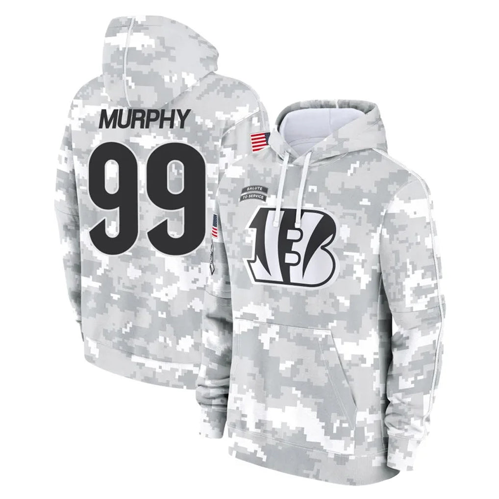 STECN C.Bengals #99 Myles Murphy Player Arctic Camo Salute to Service Pullover Hoodie Limited Stitched Jerseys