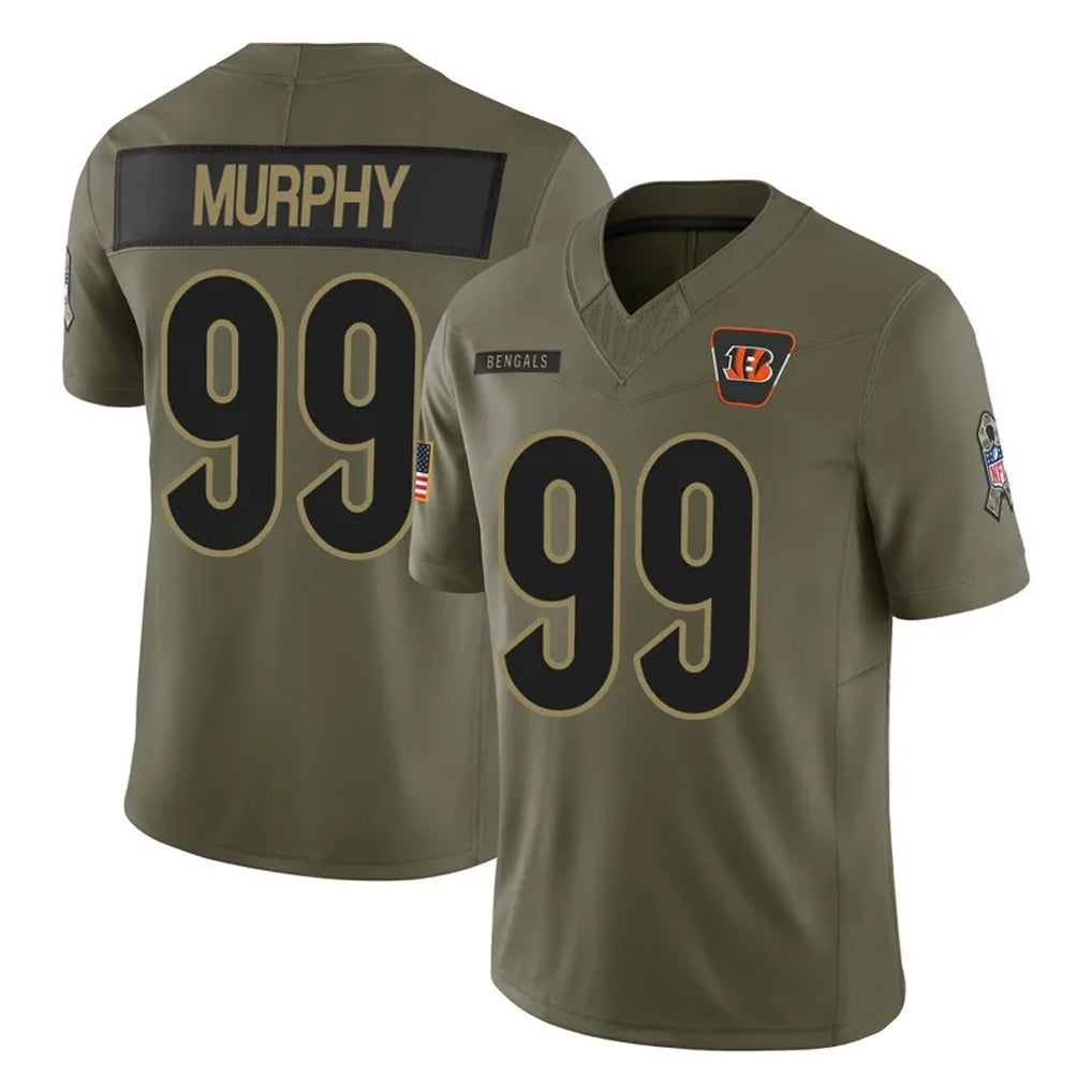 STECN C.Bengals #99 Myles Murphy Player Olive Salute to Service Limited Home Game Stitched Jerseys