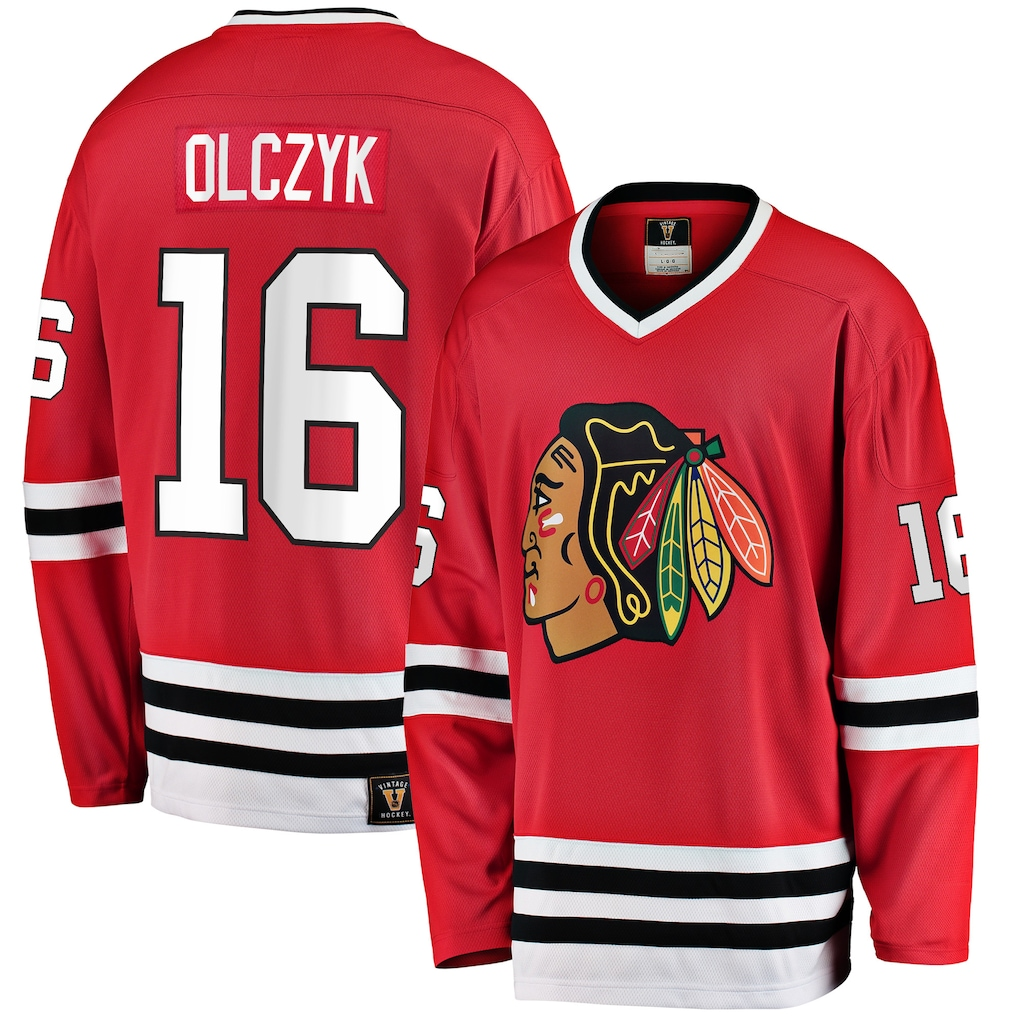 STECN C.Blackhawks #16 Eddie Olczyk Red Premier Breakaway Retired Player Jerseys