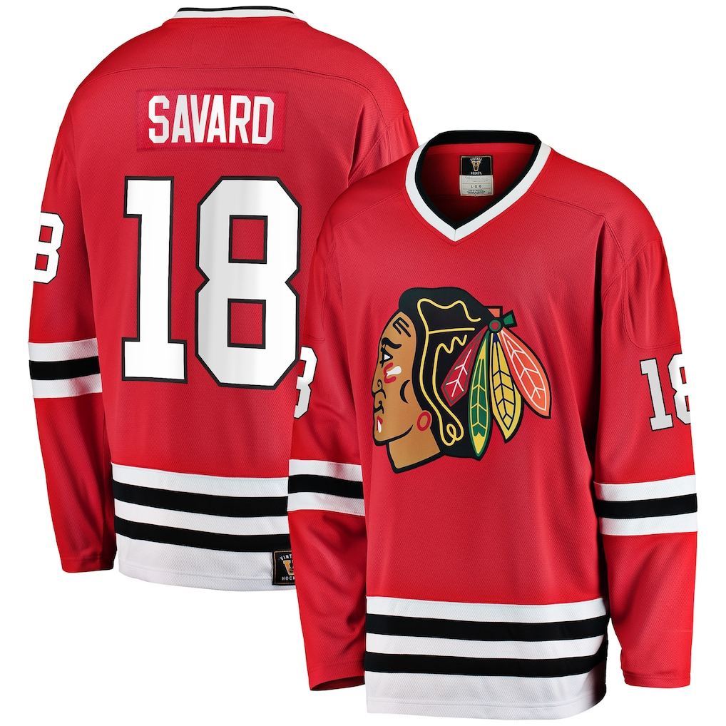 STECN C.Blackhawks #18 Denis Savard Red Premier Breakaway Retired Player Jerseys