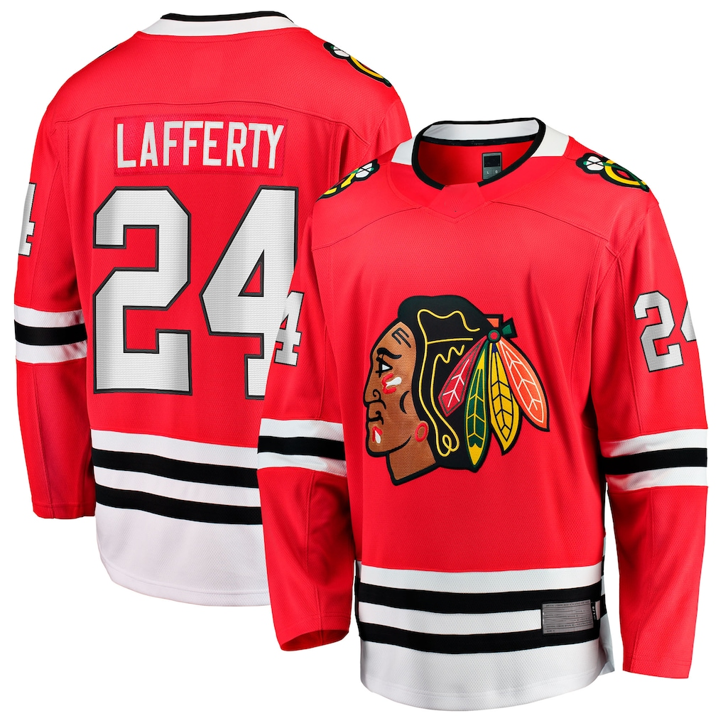 STECN C.Blackhawks #24 Sam Lafferty Red Home Breakaway Jerseys