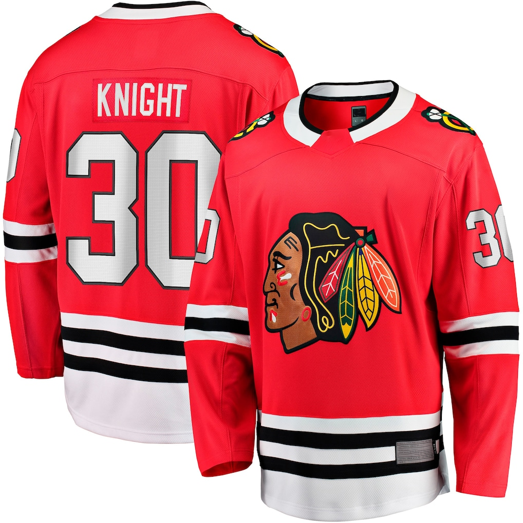STECN C.Blackhawks #30 Spencer Knight Red Home Breakaway Jerseys