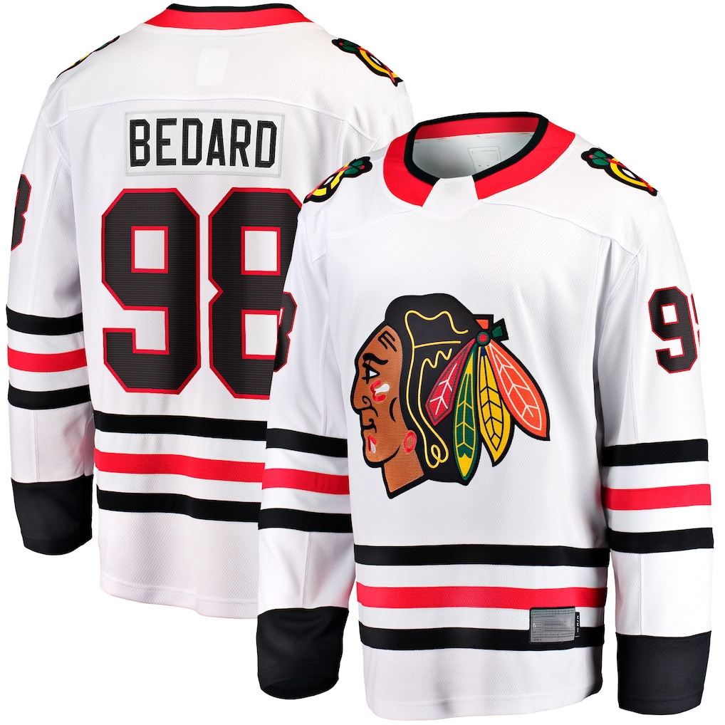 STECN C.Blackhawks #98 Connor Bedard White Away Breakaway Player Jerseys