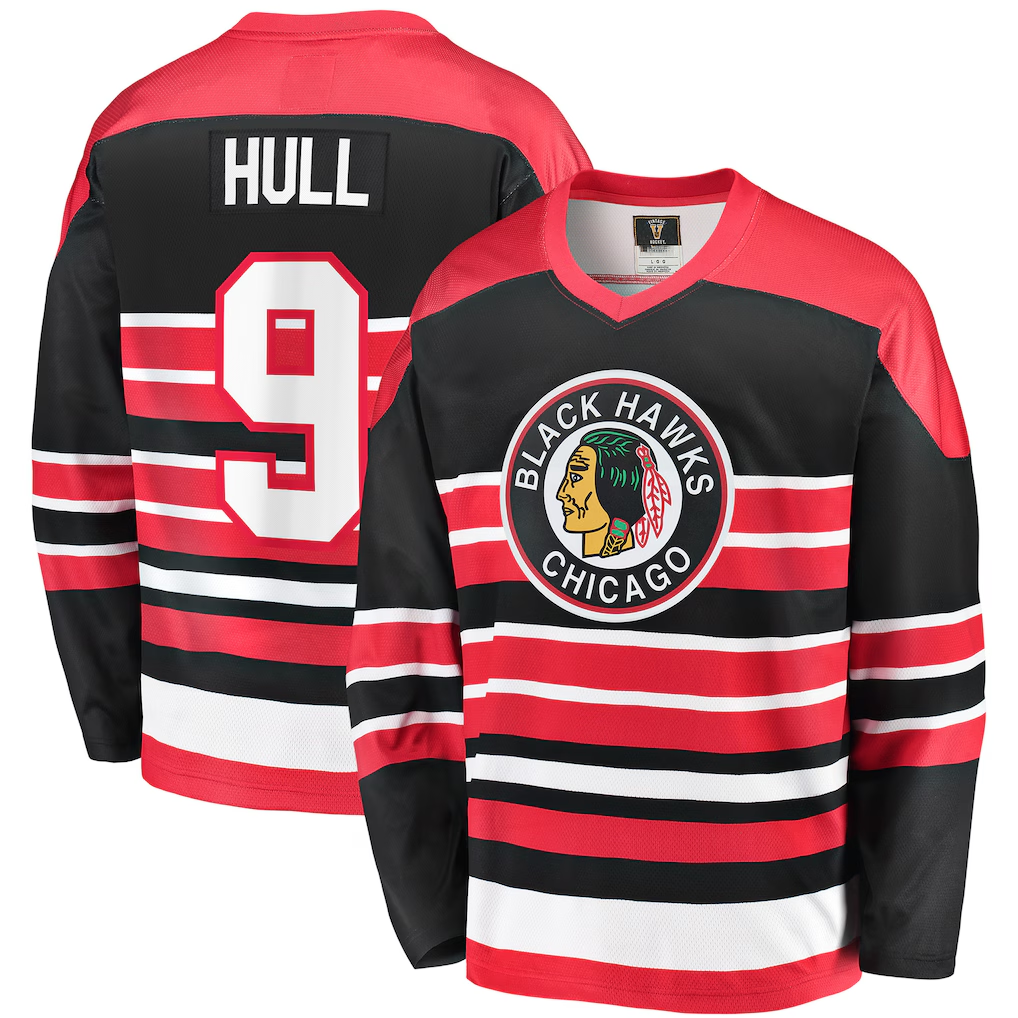 STECN C.Blackhawks #9 Bobby Hull Red Premier Breakaway Retired Player Jerseys