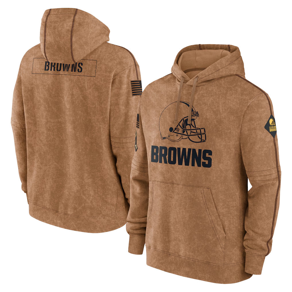 STECN C.Browns Brown Salute to Service Pullover Hoodie Limited Blank Player Stitched Jerseys