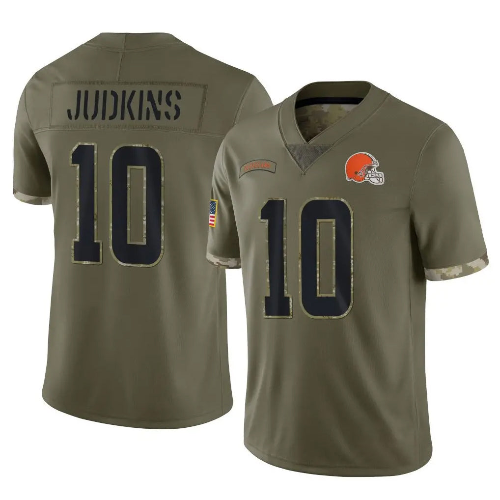 STECN C.Browns #10 Quinshon Judkins Player Olive Salute to Service Limited Game Stitched Jerseys