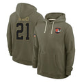 STECN C.Browns #21 Denzel Ward Player Olive Salute to Service Pullover Hoodies Limited Stitched Jerseys