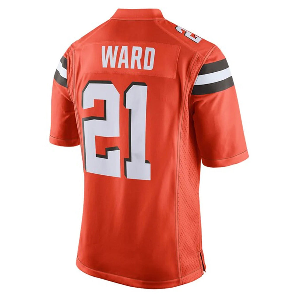 STECN C.Browns #21 Denzel Ward Player Orange Vapor Limited Home Game Stitched Jerseys