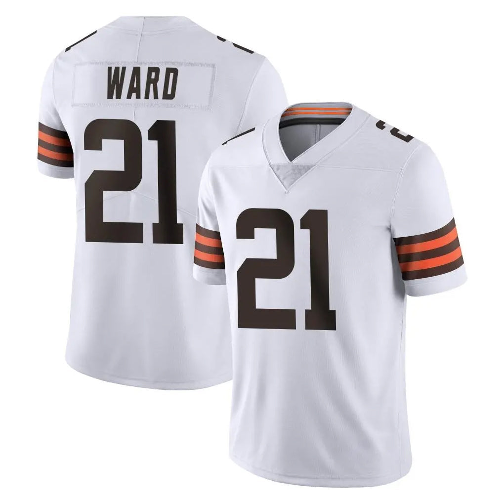 STECN C.Browns #21 Denzel Ward Player White Vapor Untouchable Limited Home Game Stitched Jerseys