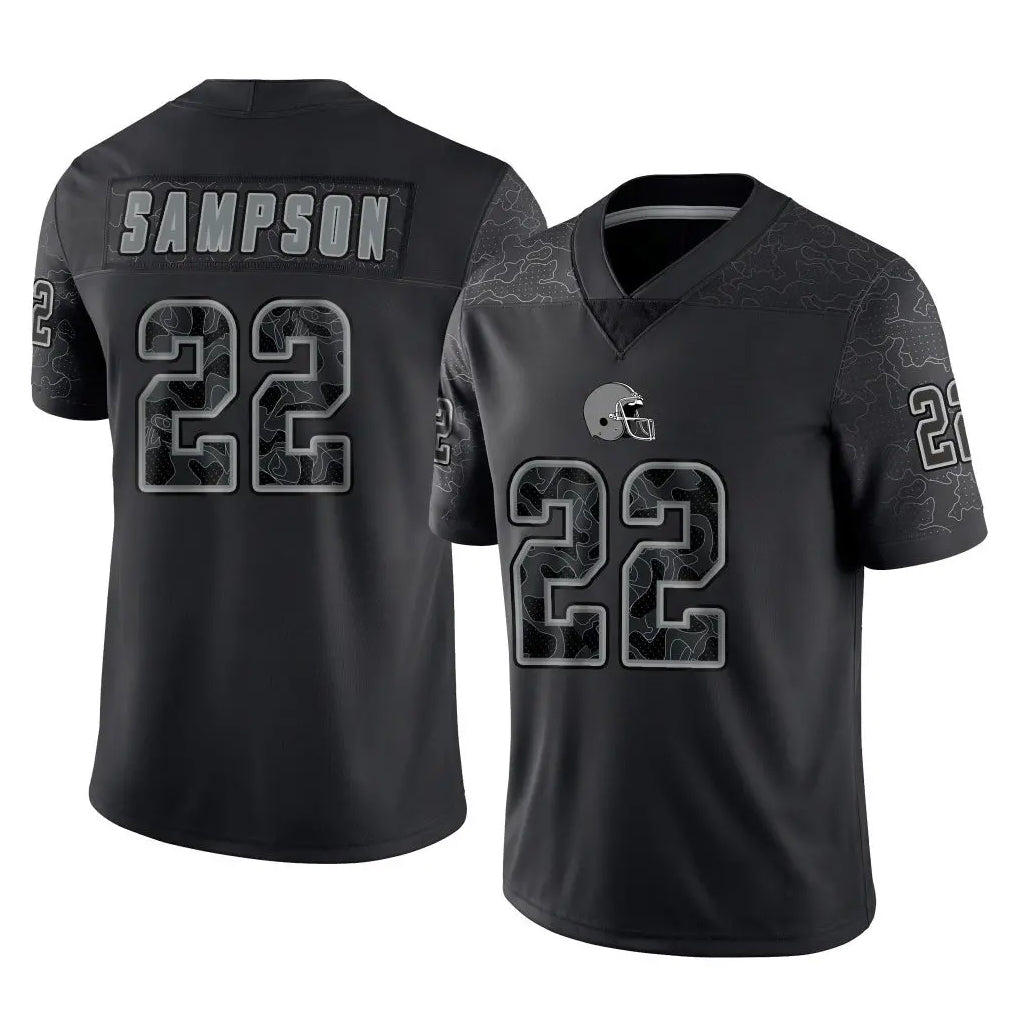 STECN C.Browns #22 Dylan Sampson Player Black Reflective Home Game Stitched Jerseys