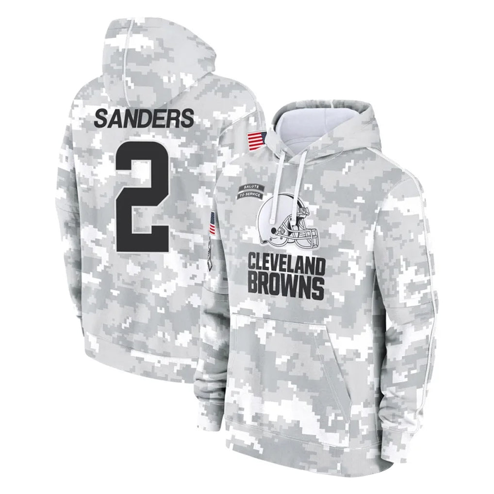 STECN C.Browns #2 Shedeur Sanders Player Arctic Camo Salute to Service Hoodies Limited Game Stitched Jerseys