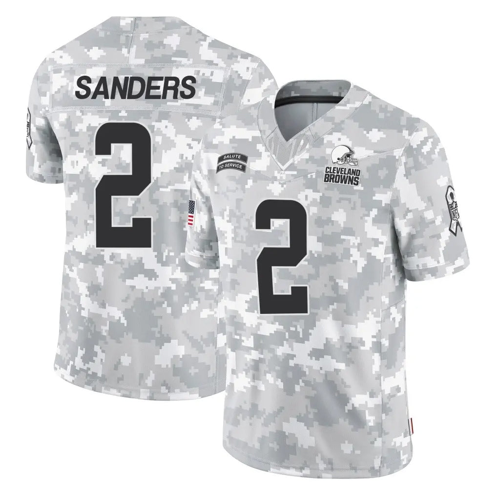 STECN C.Browns #2 Shedeur Sanders Player Arctic Camo Salute to Service Limited Home Game Stitched Jerseys
