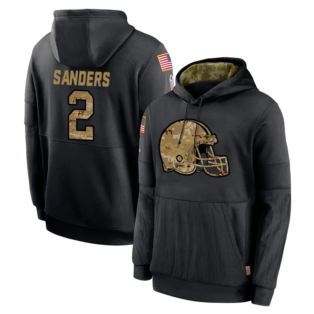 STECN C.Browns #2 Shedeur Sanders Player Black Salute to Service Pullover Hoodies Limited Stitched Jerseys