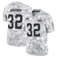 STECN C.Browns #32 Jim Brown Player Arctic Camo Salute to Service Limited Home Game Stitched Jerseys