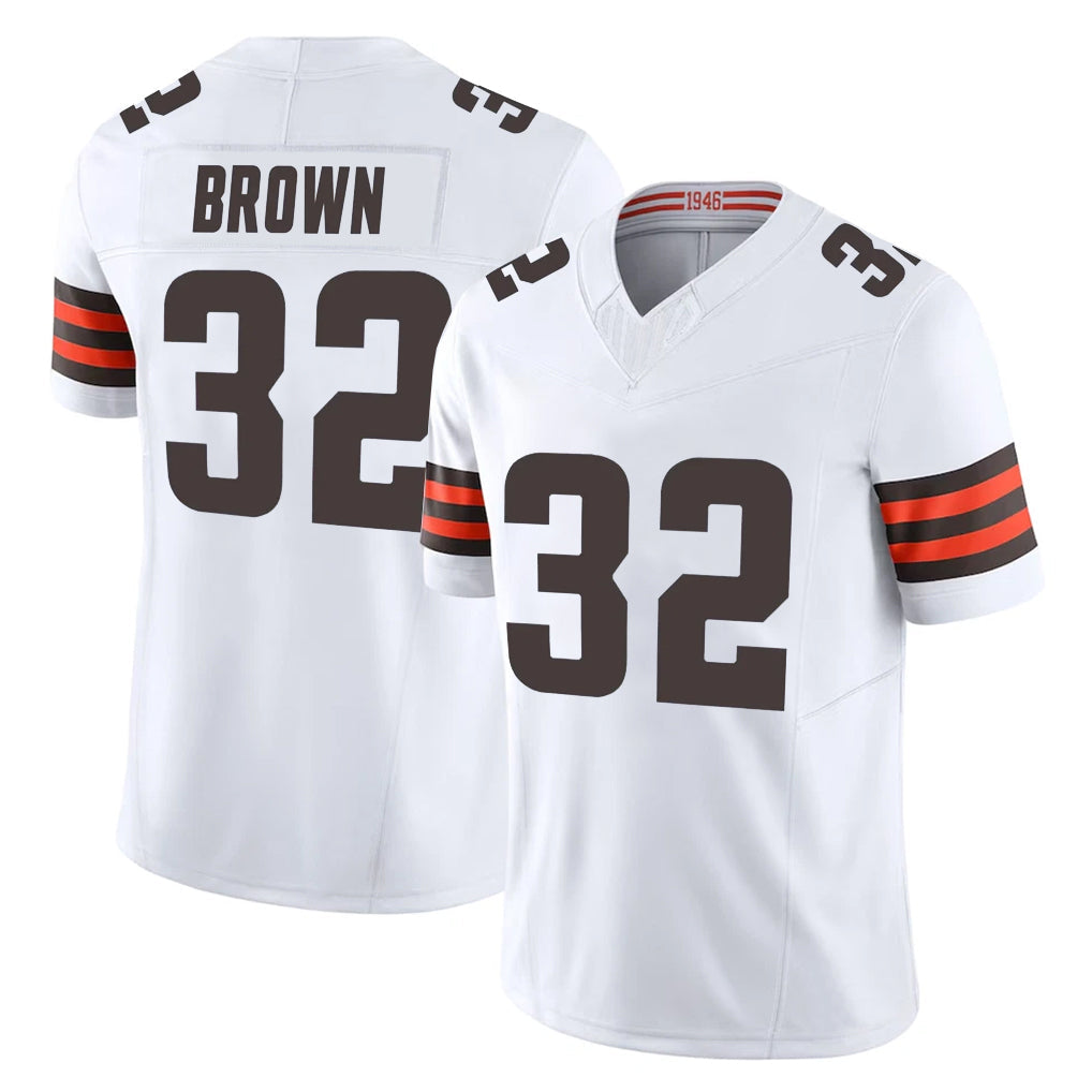 STECN C.Browns #32 Jim Brown Player White Vapor F.U.S.E. Limited Home Game Stitched Jerseys