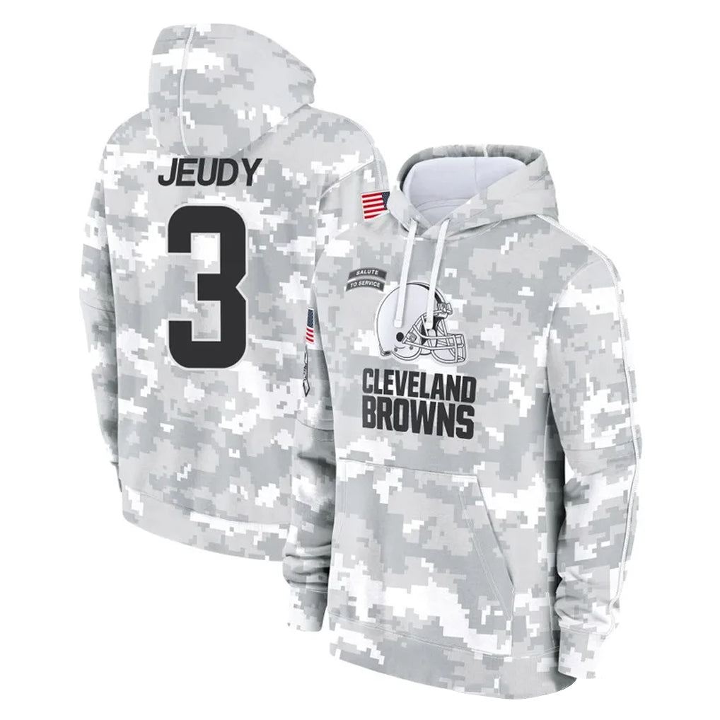 STECN C.Browns #3 Jerry Jeudy Player Arctic Camo Salute to Service Hoodies Limited Game Stitched Jerseys