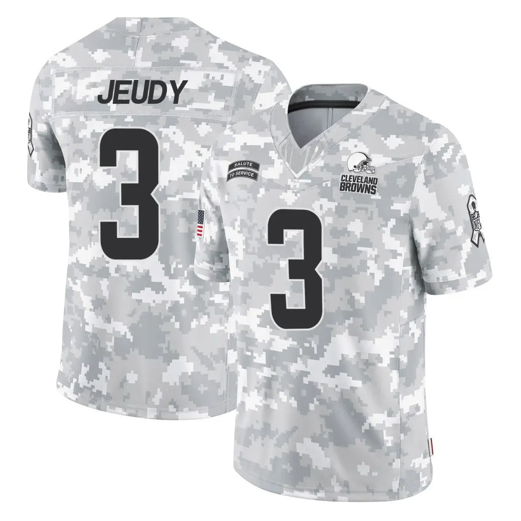 STECN C.Browns #3 Jerry Jeudy Player Arctic Camo Salute to Service Limited Home Game Stitched Jerseys