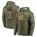 STECN C.Browns #3 Jerry Jeudy Player Olive Salute to Service Pullover Hoodies Home Game Stitched Jerseys