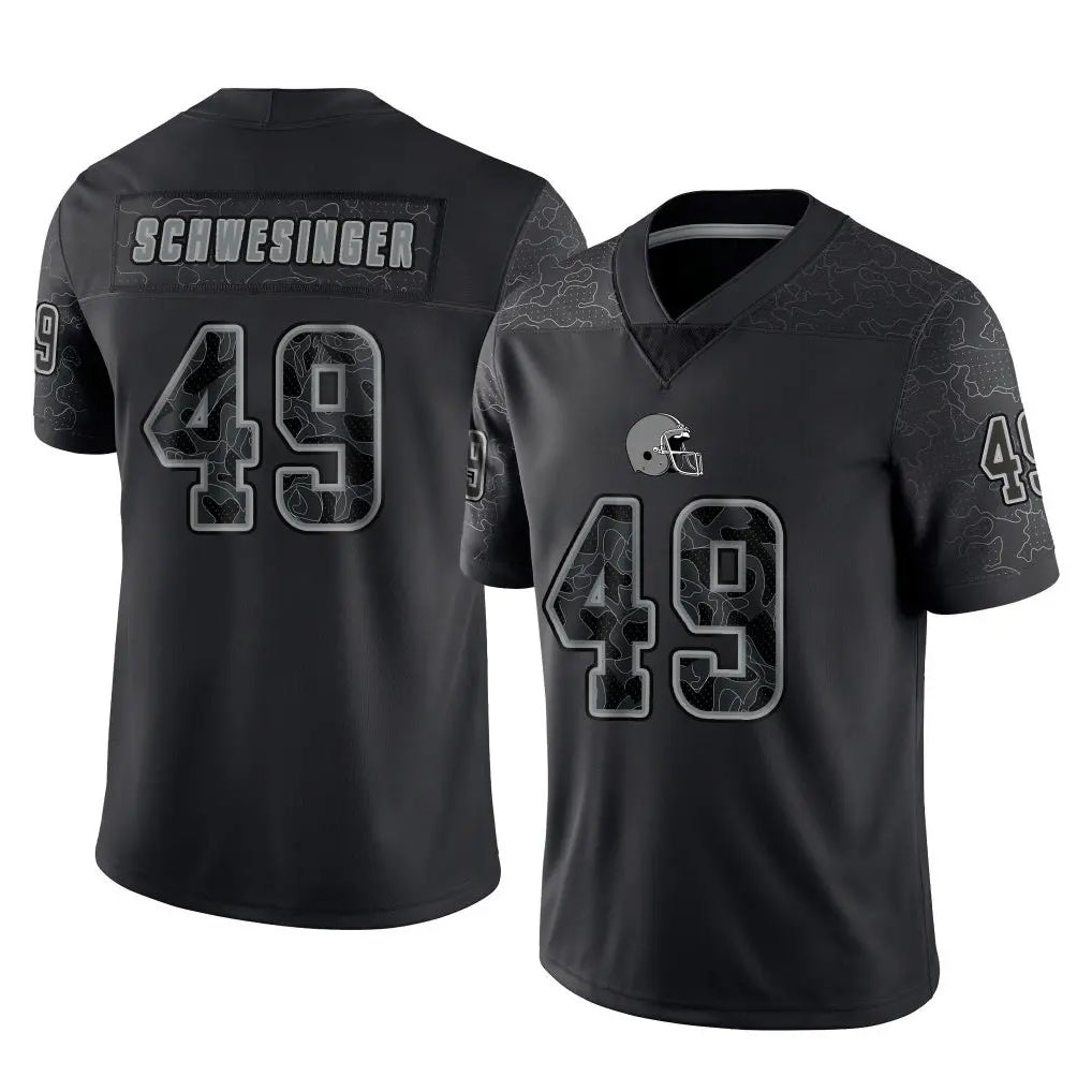 STECN C.Browns #49 Carson Schwesinger Player Black Reflective Home Game Stitched Jerseys