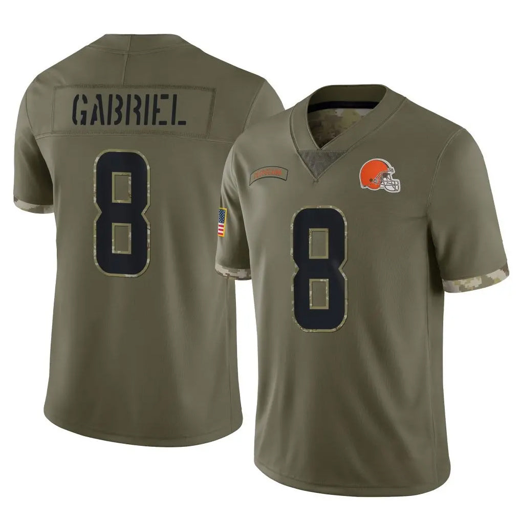 STECN C.Browns #8 Dillon Gabriel Player Olive Salute to Service Limited Game Stitched Jerseys