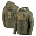 STECN C.Browns #8 Jared Verse Player Olive Salute to Service Pullover Hoodies Home Game Stitched Jerseys