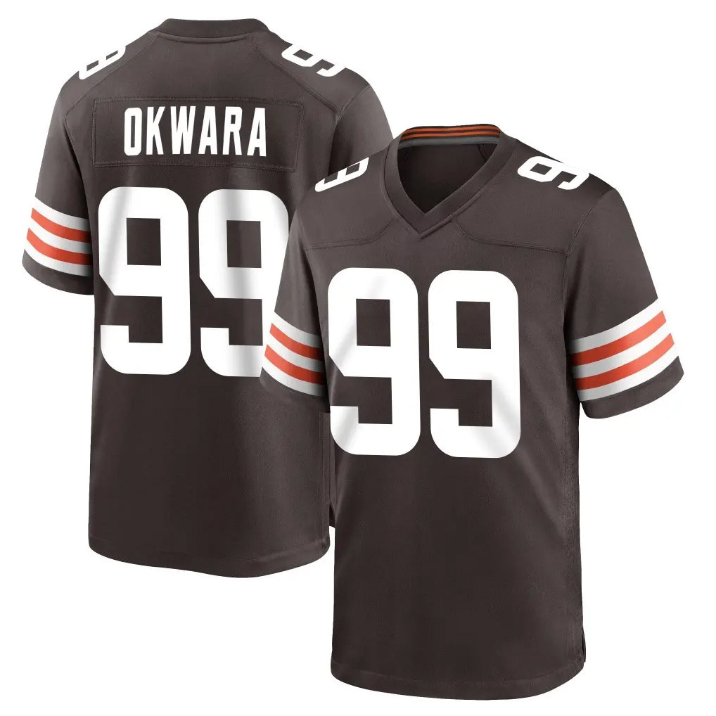 STECN C.Browns #99 Julian Okwara Player Brown Home Game Stitched Jerseys