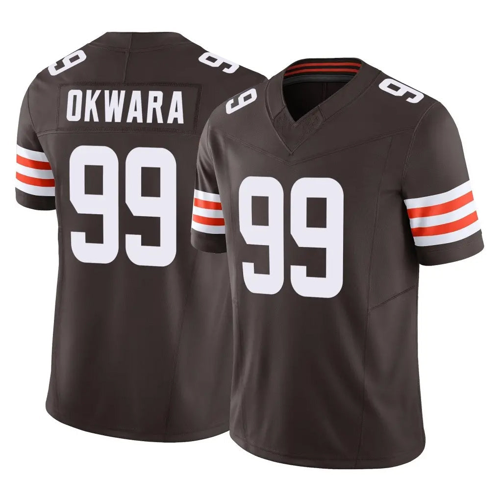 STECN C.Browns #99 Julian Okwara Player Brown Vapor F.U.S.E. Limited Home Game Stitched Jerseys