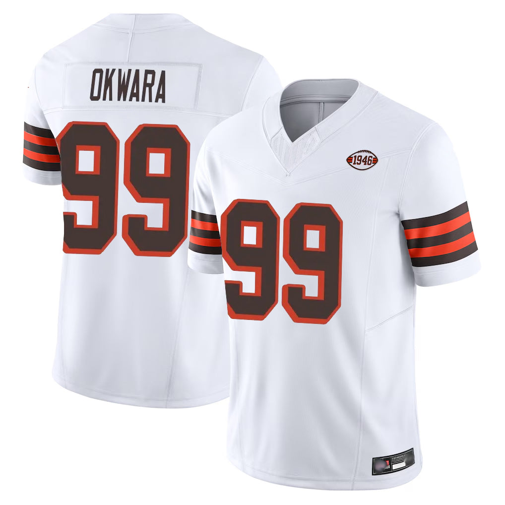 STECN C.Browns #99 Julian Okwara Player White Limited Vapor F.U.S.E. Alternate Game Stitched Jerseys