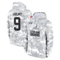 STECN C.Browns #9 Grant Delpit Player Arctic Camo Salute to Service Hoodies Limited Game Stitched Jerseys