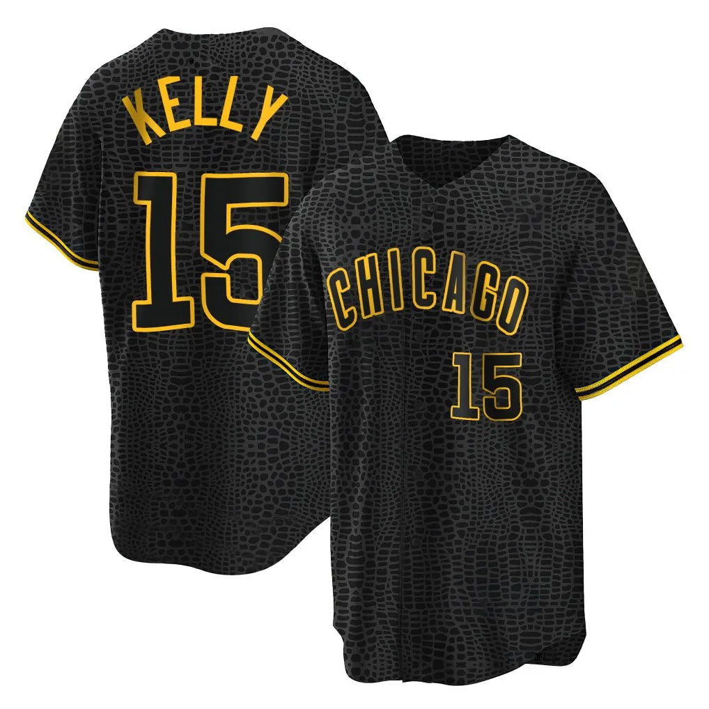 STECN C.Cubs #15 Carson Kelly Player Black Snake Skin City Game Stitched Jerseys