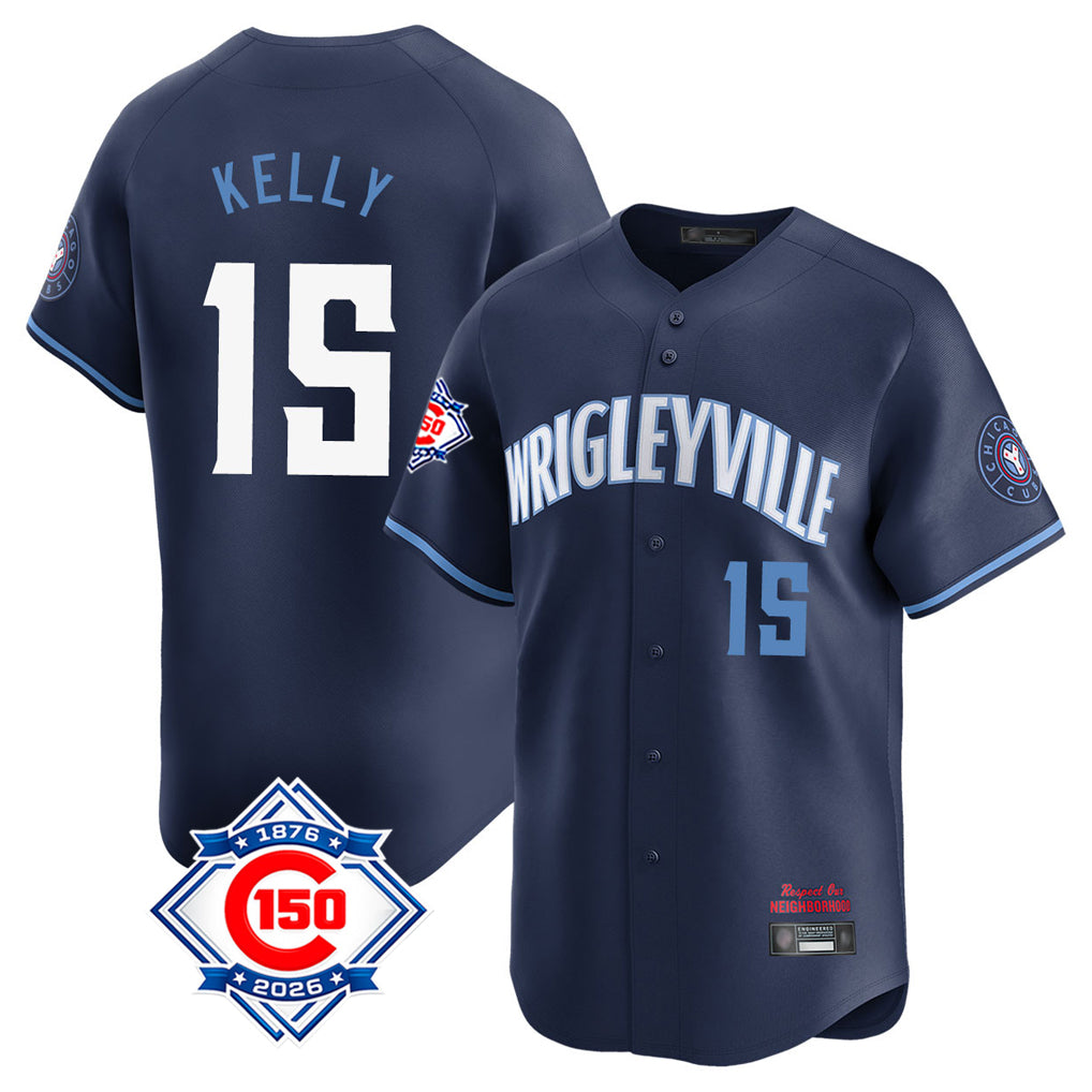 STECN C.Cubs #15 Carson Kelly Player Navy City Connect 150th Anniversary Limited Home Stitched Jerseys