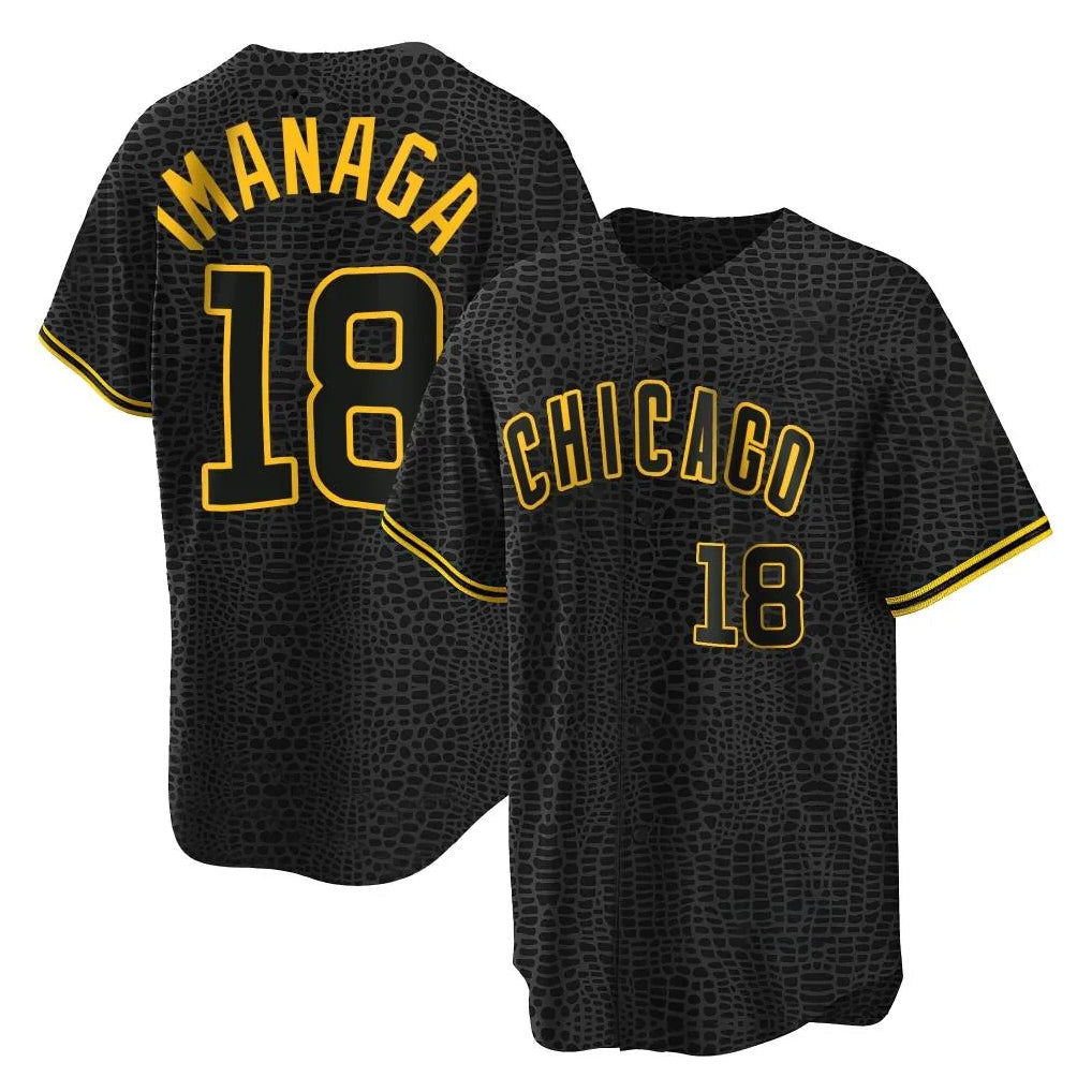 STECN C.Cubs #18 Shota Imanaga Player Black Snake Skin City Game Stitched Jerseys