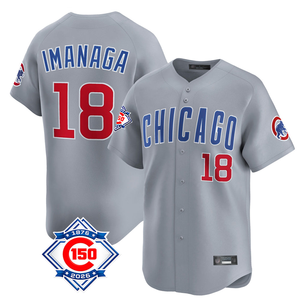 STECN C.Cubs #18 Shota Imanaga Player Gray Road 150th Anniversary Limited Home Stitched Jerseys