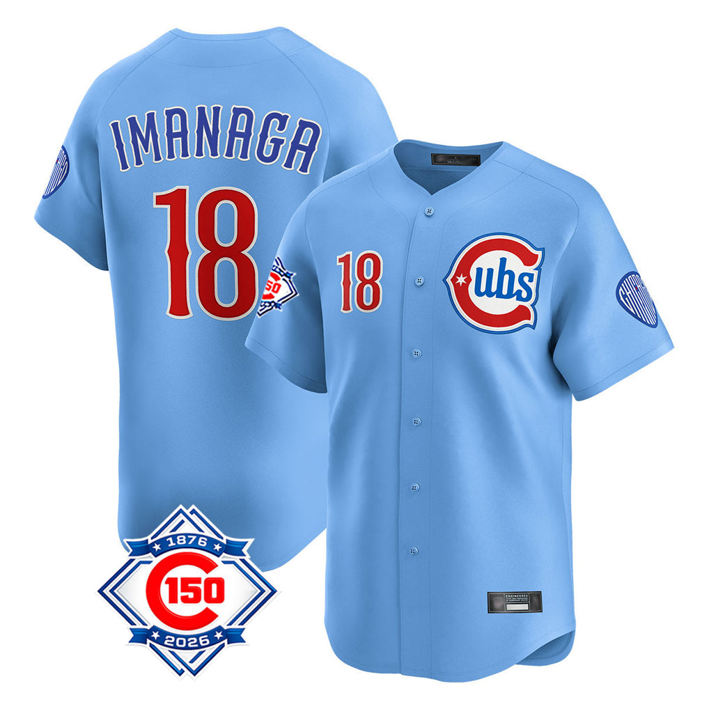 STECN C.Cubs #18 Shota Imanaga Player Light Blue 150th Anniversary Limited Home Stitched Jerseys