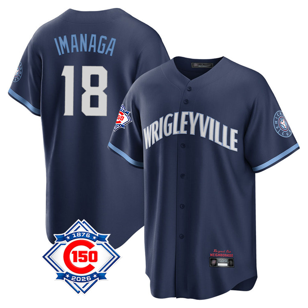 STECN C.Cubs #18 Shota Imanaga Player Navy 150th Anniversary City Connect Home Game Stitched Jerseys