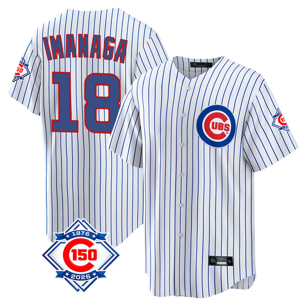 STECN C.Cubs #18 Shota Imanaga Player White 150th Anniversary Home Game Stitched Jerseys