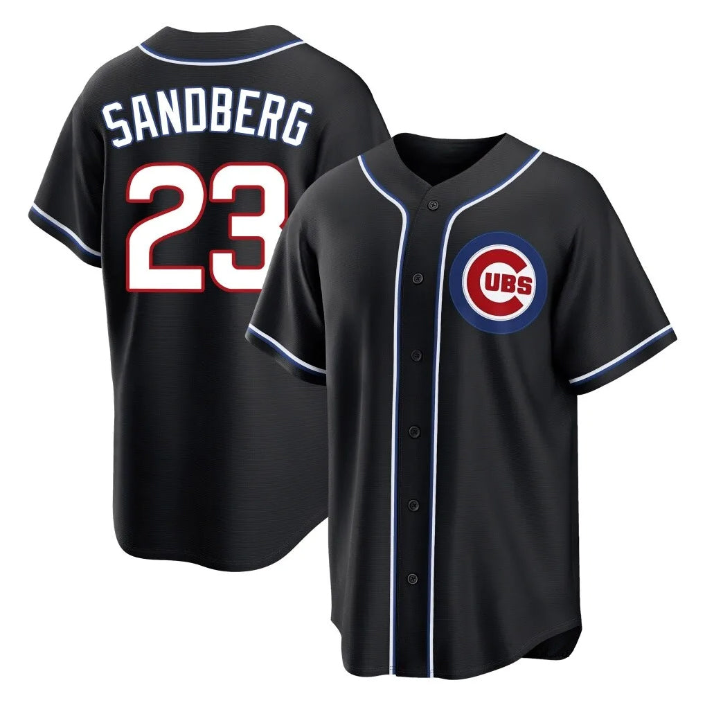 STECN C.Cubs #23 Ryne Sandberg Player Black Fashion Out Game Stitched Jerseys