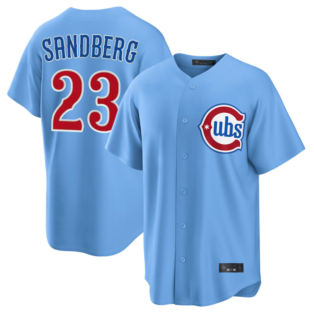 STECN C.Cubs #23 Ryne Sandberg Player Light Blue Home Game Stitched Jerseys