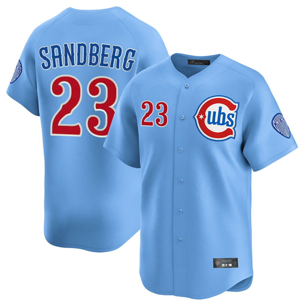 STECN C.Cubs #23 Ryne Sandberg Player Light Blue Limited Home Stitched Jerseys