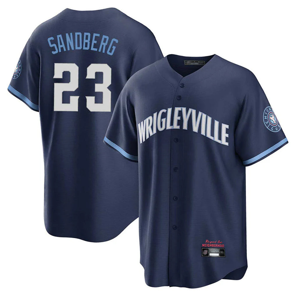 STECN C.Cubs #23 Ryne Sandberg Player Navy City Connect Home Game Stitched Jerseys