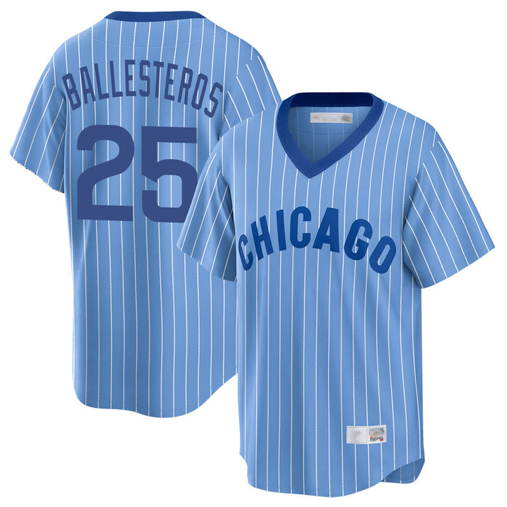 STECN C.Cubs #25 Mois¡§|s Ballesteros Player Blue T-shirt Cooperstown Collection Limited Stitched Jerseys